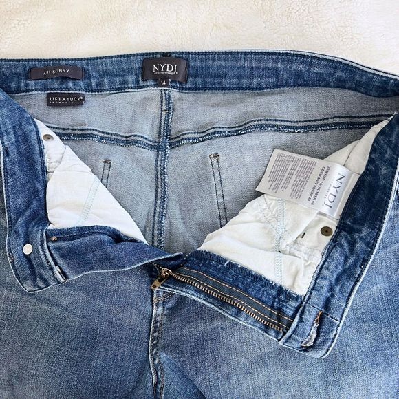 NYDJ Womens AMI Skinny Jeans Lift Tuck Size 14 Medium Wash Stretch Denim Jegging - Picture 7 of 7